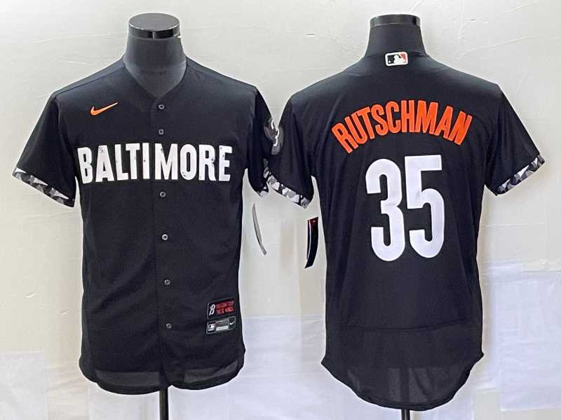 Men%27s Baltimore Orioles #35 Adley Rutschman Black 2023 City Connect Flex Base Stitched Jerseys